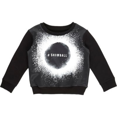 Mini boys black snowball print sweatshirt